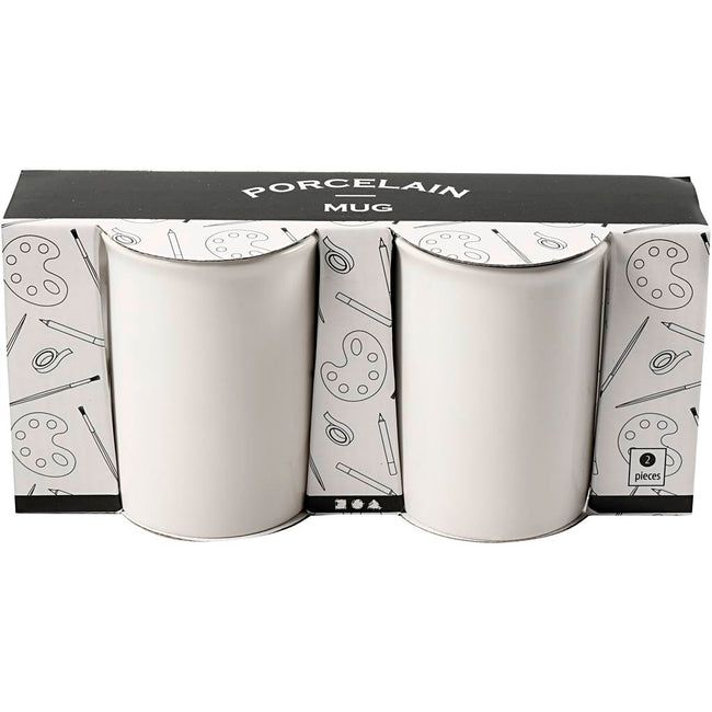 Creotime - Mug Creativ Company porcelaine 2 pièces blanc