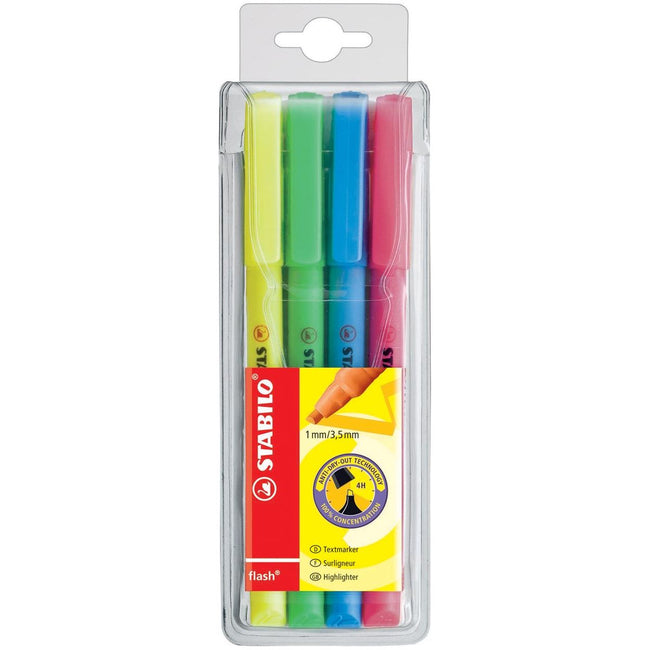 STABILO - flash markeerstift, etui van 4 stuks in geassorteerde kleuren