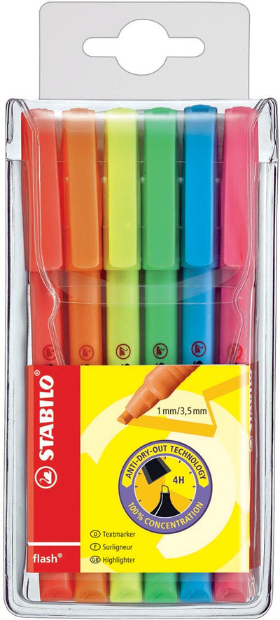 STABILO - Blitz-Textmarker, Karton mit 6 Stück in verschiedenen Farben