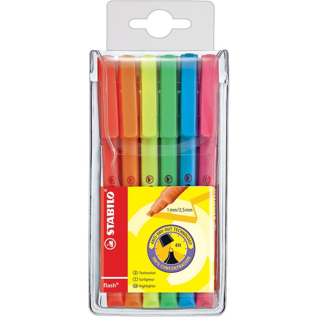 STABILO - flash markeerstift, etui van 6 stuks in geassorteerde kleuren