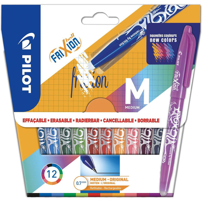 Pilot - roller Frixion Ball, blister de 12 pièces couleurs assorties