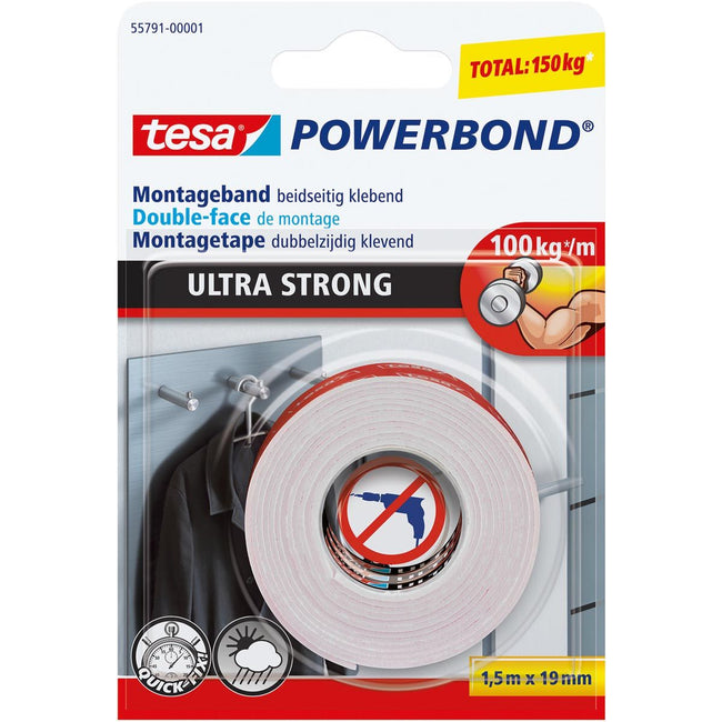 Tesa - Montagee ® Powerbond Ultra résistant double face 5mx19mm blanc