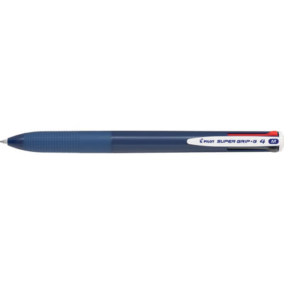 Pilot -  Super Grip G-4 4-kleurenbalpen, medium, klassieke inktkleuren, blauw lichaam