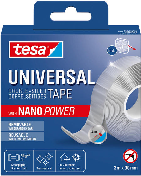 Tesa -  dubbelzijdige e Nano Power, ft 3 m x 30 mm, transparant
