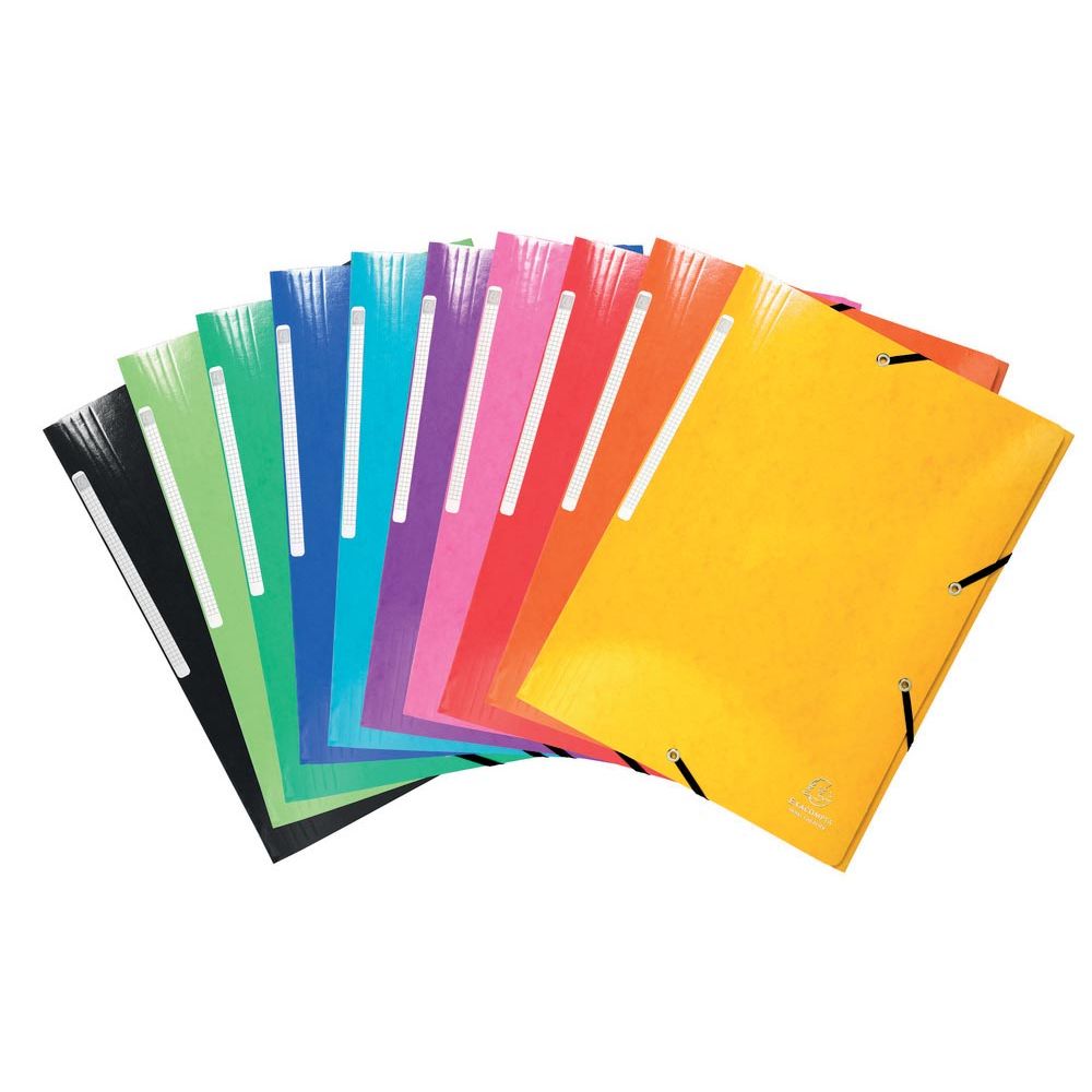 Exacompta -  Iderama elastomap met 3 kleppen, met rugetiket, geassorteerde kleuren