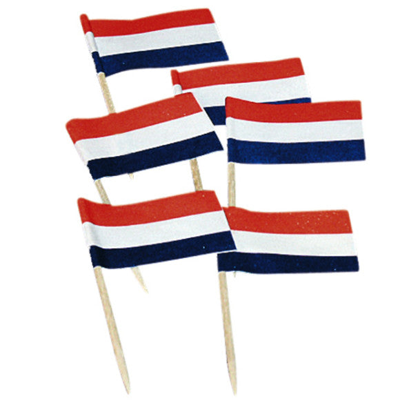 Cocktailprikker vlag wapper rood/wit/blauw 500 stuks