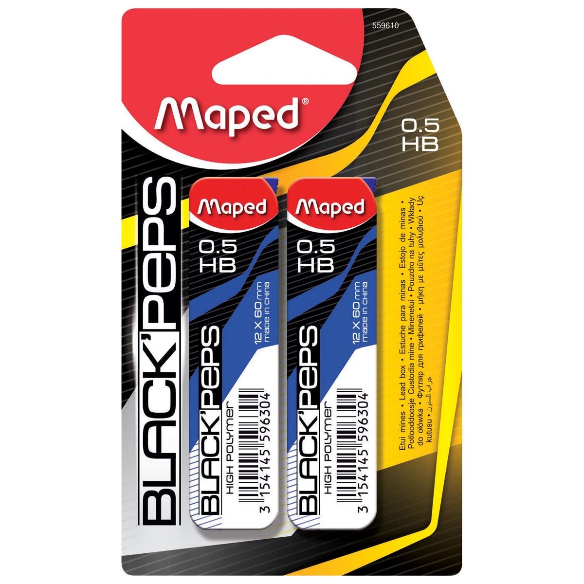 Mapted - Black'Peps Crayer marqueurs, 0,5 mm, Hb, ampoule de 2 pièces Echtje van 12