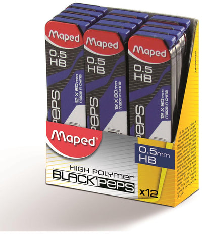 Maped -  Black'peps potloodstiften, 0,5 mm, HB, doos van 12 stuks