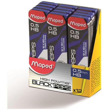 Maped -  Black'peps potloodstiften, 0,5 mm, HB, doos van 12 stuks