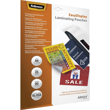Fellowes - Admire Laminierfolien EasyDisplay, Enhance80, ft A4, 160 Mikron (2 x 80 Mikron), Packung mit 25 Stück