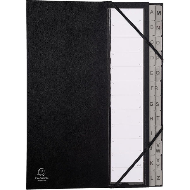 Exacompta -  sorteermap Ordonator met harde kaft, uitrekbare rug, 24 vakken A tot Z, zwart