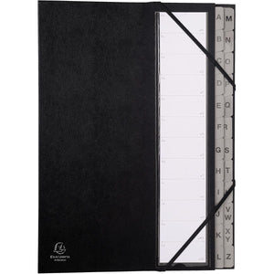 Exacompta - Sortiermappe Ordonator mit Hardcover, ausziehbarem Rücken, 24 Fächer A bis Z, schwarz