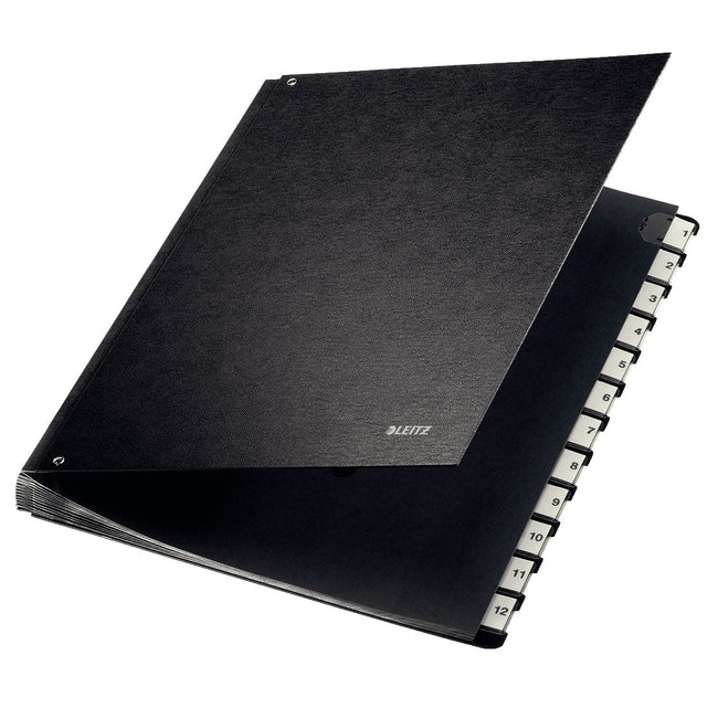 Leitz - Chemise à terme 1-12 270x18x345mm panneau dur noir