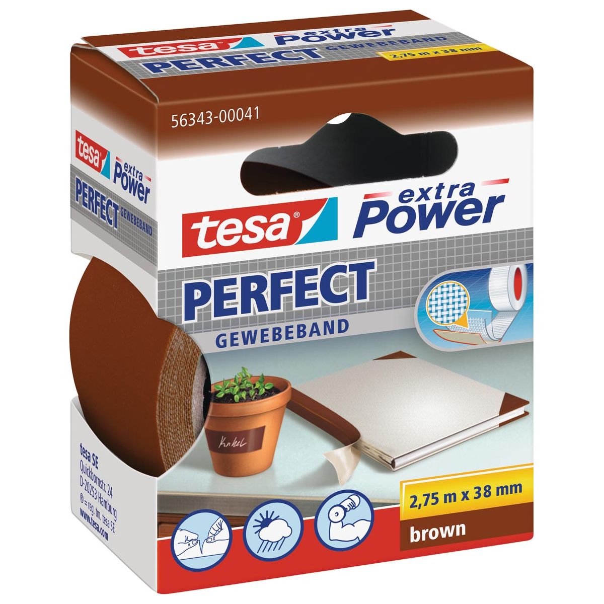 Tesa - Extra Power Perfect, ft 38 mm x 2,75 m, braun