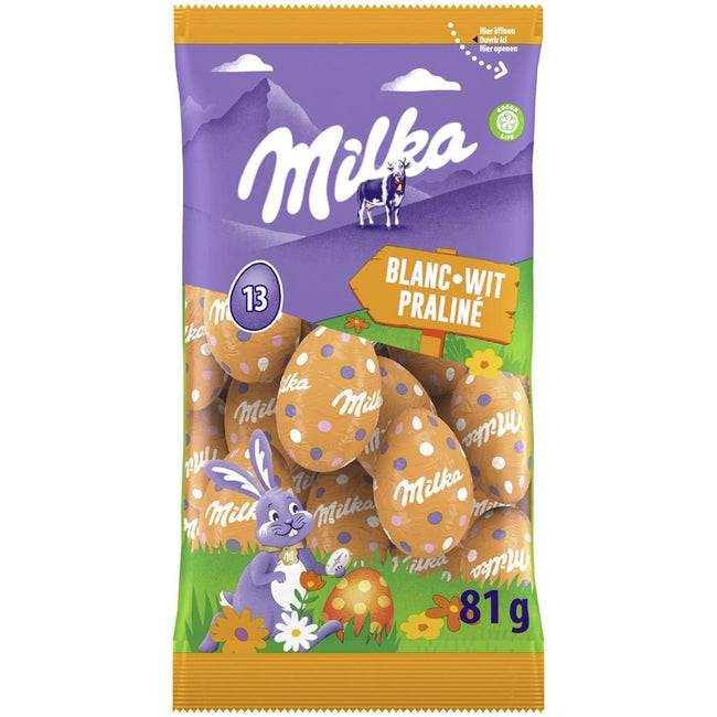 Milka -  paaseitjes, 81 g, wit praliné