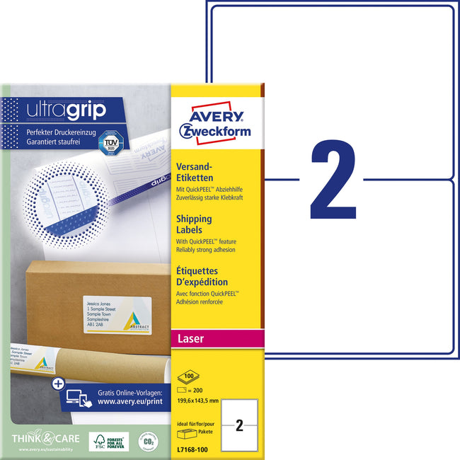 Avery -  Etiket  l7168-100 199.6x143.5mm wit 200st