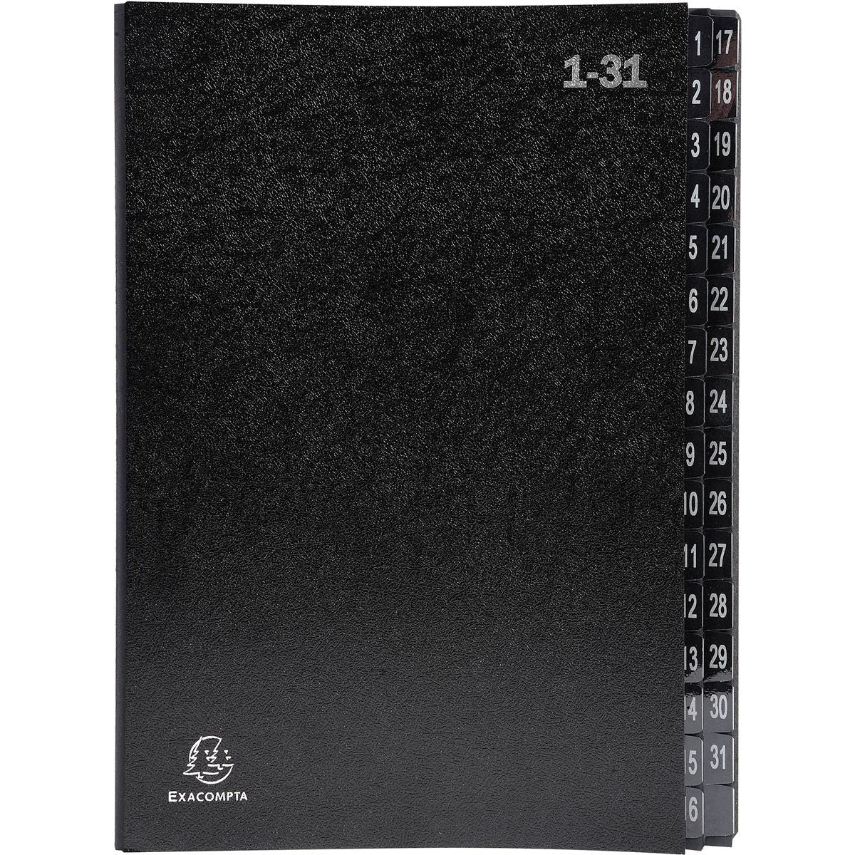 Exacompta - Sortiermappe Ordonator 32 Fächer mit Registern 1-31, schwarz