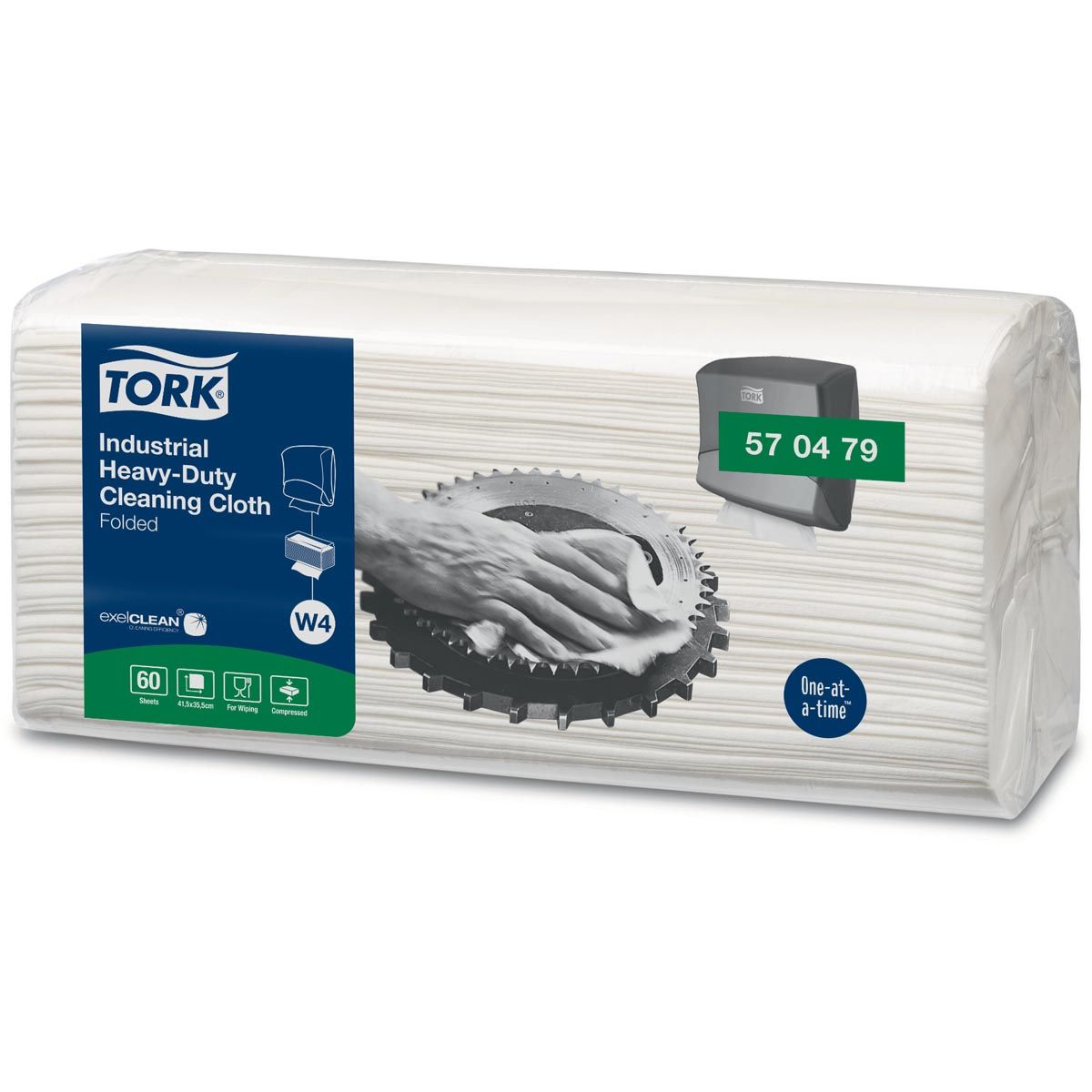Tork - Chiffon de nettoyage industriel robuste, 60 feuilles, système W4, blanc