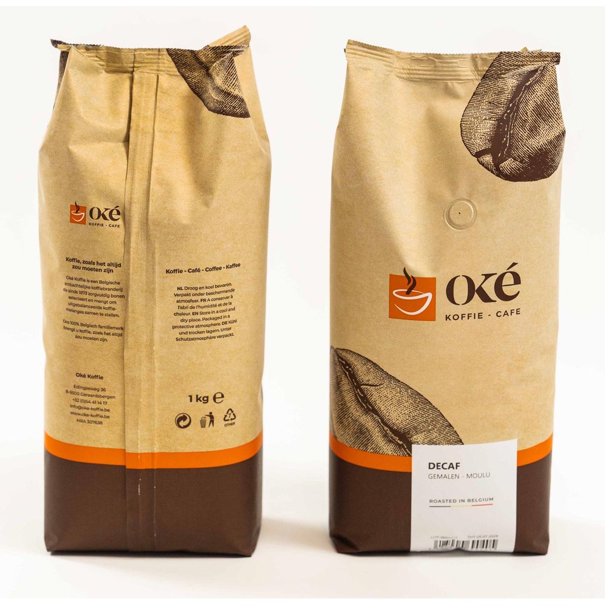 OKE Koffie - OK Kaffee, gemahlen, 1 kg Beutel, Deca