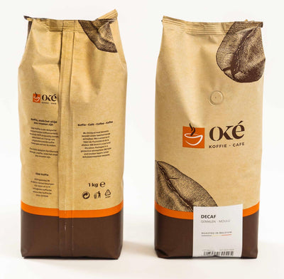 OKE Koffie - Café OK, moulu, sac de 1 kg, Deca