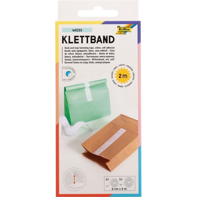 Folia - Bande Velcro 20mmx2m blanche 2 rouleaux