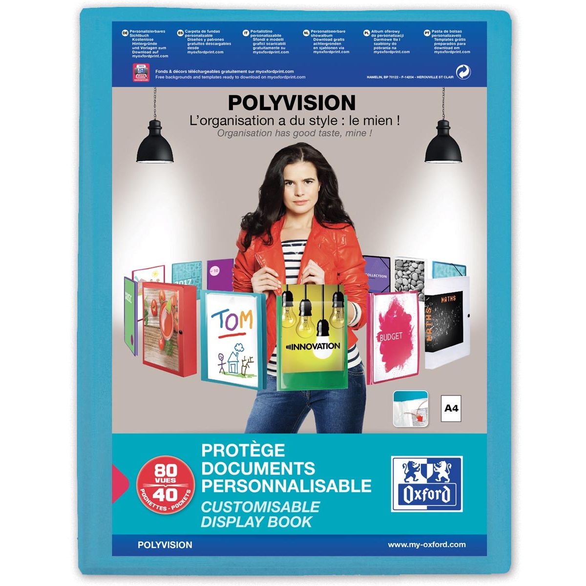 Oxford - Album Polyvision A4 40 sachets PP bleu