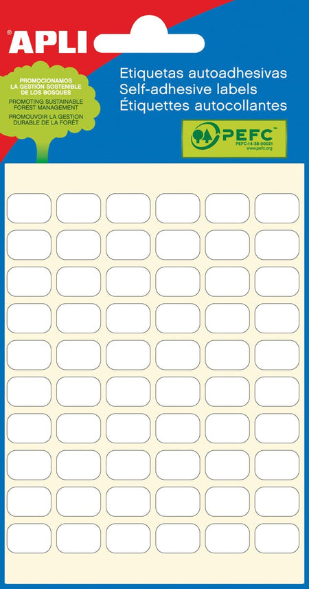 Apli -  witte etiketten ft 8 x 12 mm (b x h), 360 stuks, 60 per blad (2667)