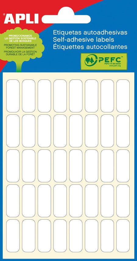 Apli - Étiquettes blanches pi 8 x 20 mm (l x h), 240 pièces, 40 par feuille (2668)