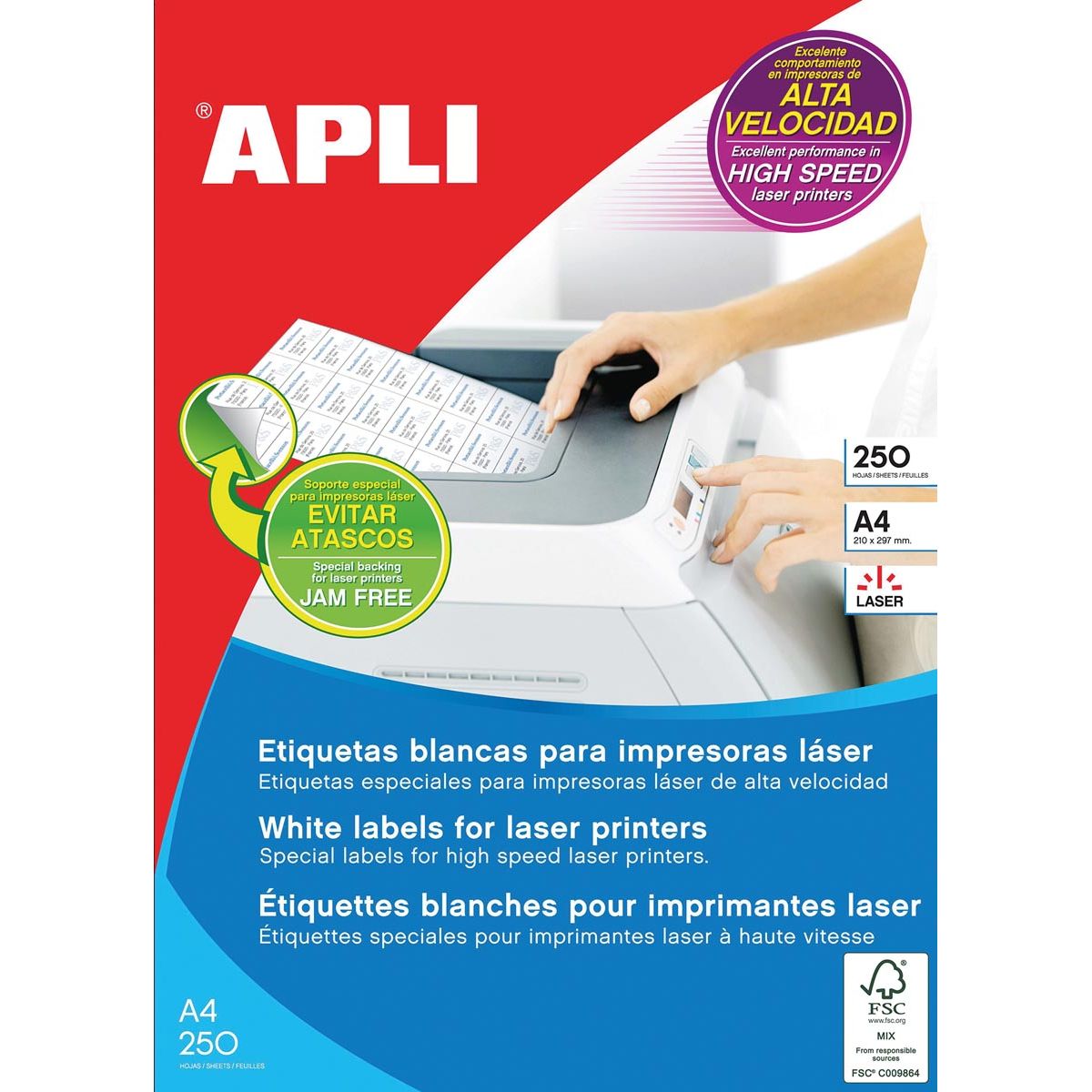 Apli -  witte etiketten ft 70 x 35 mm (b x h), 6.000 stuks, 24 per blad (2519)