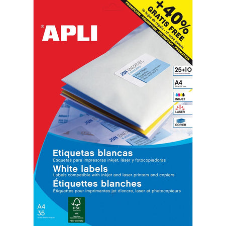 Apli - étiquettes pi 70 x 37 mm (l x h), angles droits, 600 pièces, 24 par feuille (1212)