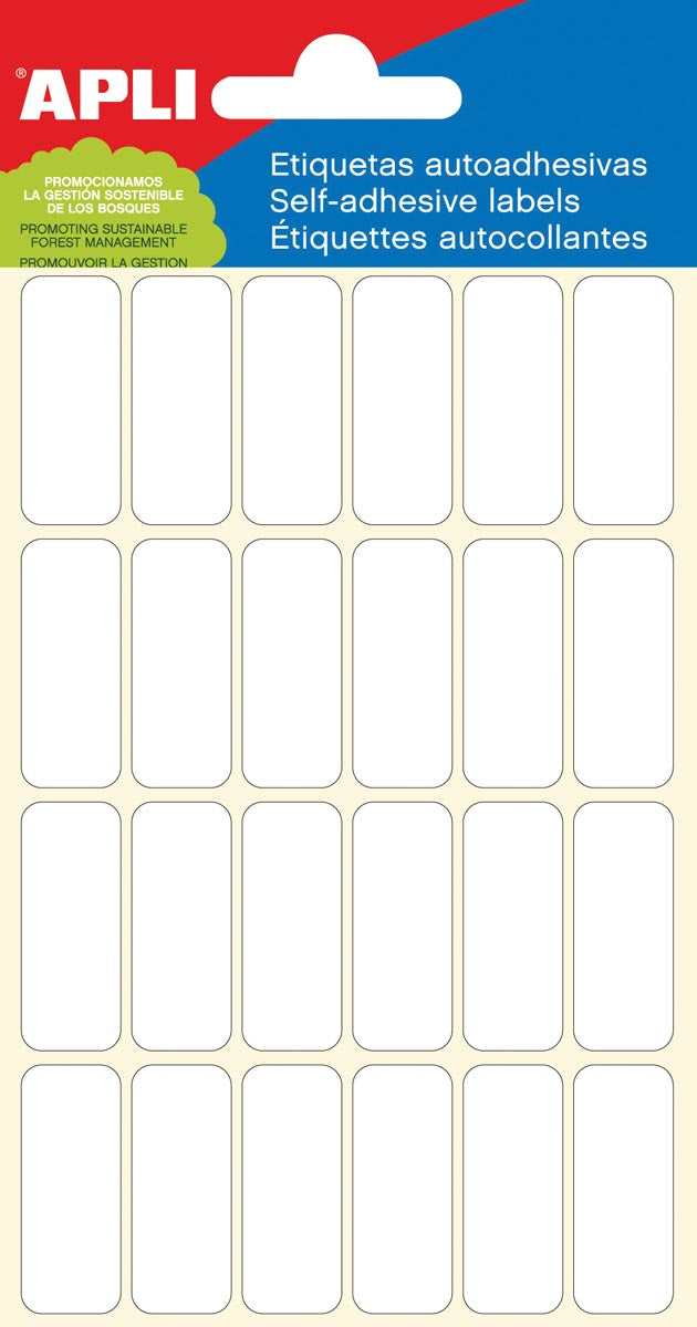Apli - étiquettes blanches pi 12 x 30 mm (l x h), 144 pièces, 24 par feuille (2671)