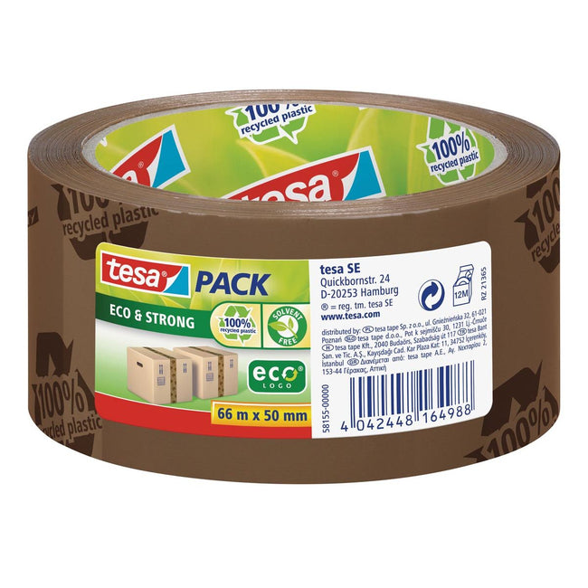 Tesa - pack eco strong ecoLogo, pi 50 mm x 66 m, PVC, marron