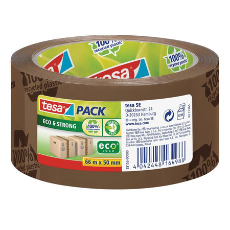 Tesa -  pack eco strong ecoLogo, ft 50 mm x 66 m, PVC, bruin