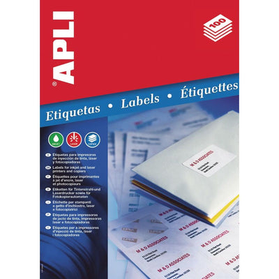 Apli – Etiketten ft 63,5 x 38,1 mm (B x H), runde Ecken, 525 Stück, 21 pro Blatt (1992)