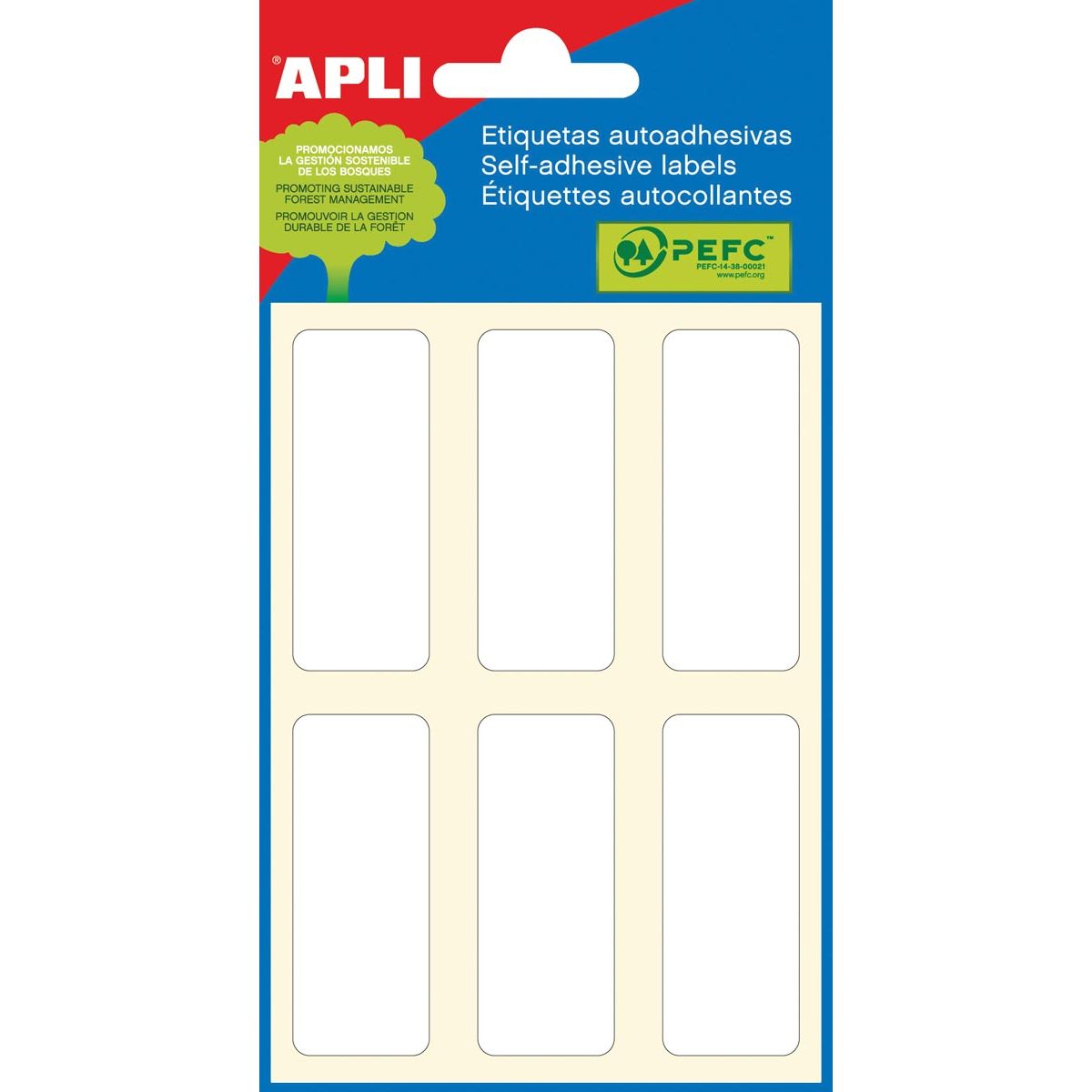 Apli - étiquettes blanches pi 20 x 50 mm (l x h), 36 pièces, 6 par feuille (2677)