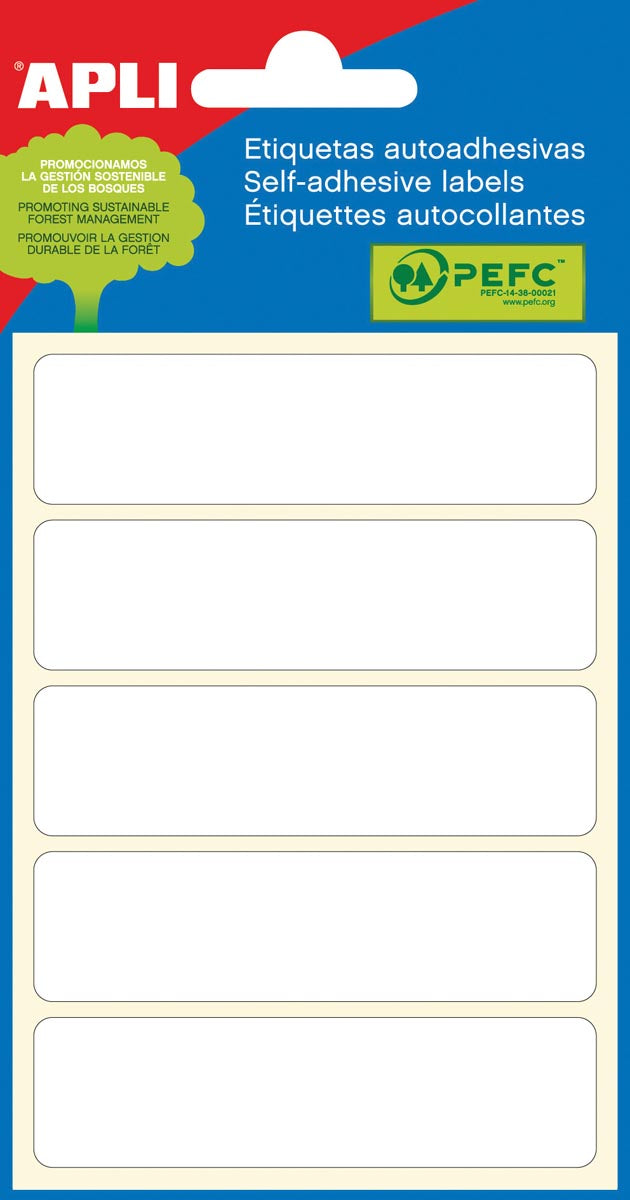 Apli - Étiquettes blanches pi 20 x 75 mm (l x h), 30 pièces, 5 par feuille (2678)
