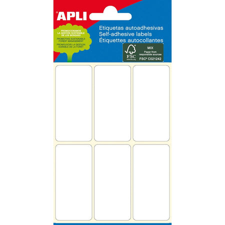 Apli -  witte etiketten ft 26 x 54 mm (b x h), 36 stuks, 6 per blad (2681)