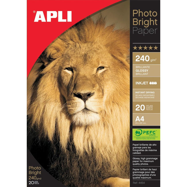 Apli -  fotopapier Photo Bright ft A4, 240 g, pak van 20 vel