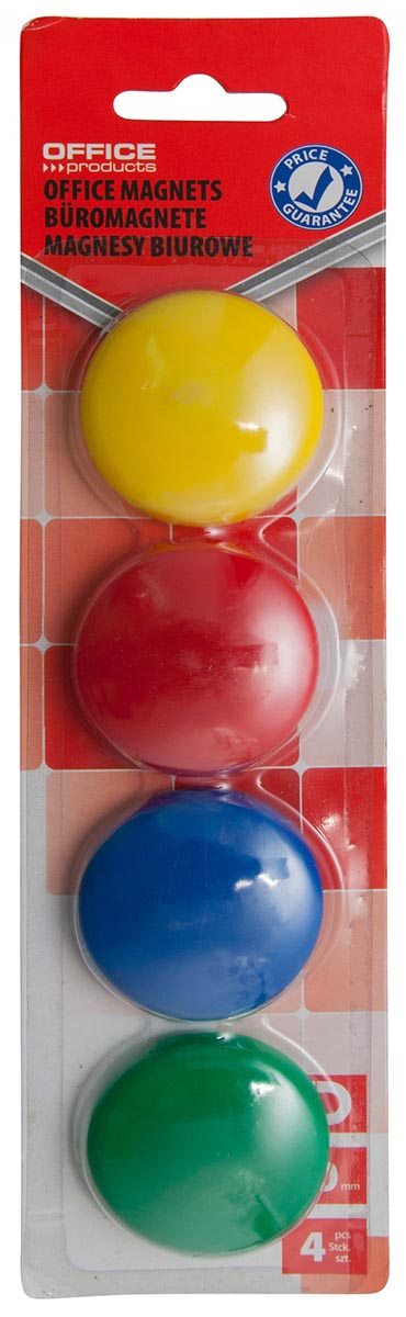 OFFICE products -   magneten, 40 mm, geassorteerde kleuren, blister van 4 stuks