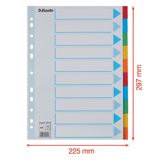 Esselte -  Multicoloured Card Divider Blanco tabbladindex Doos Meerkleurig
