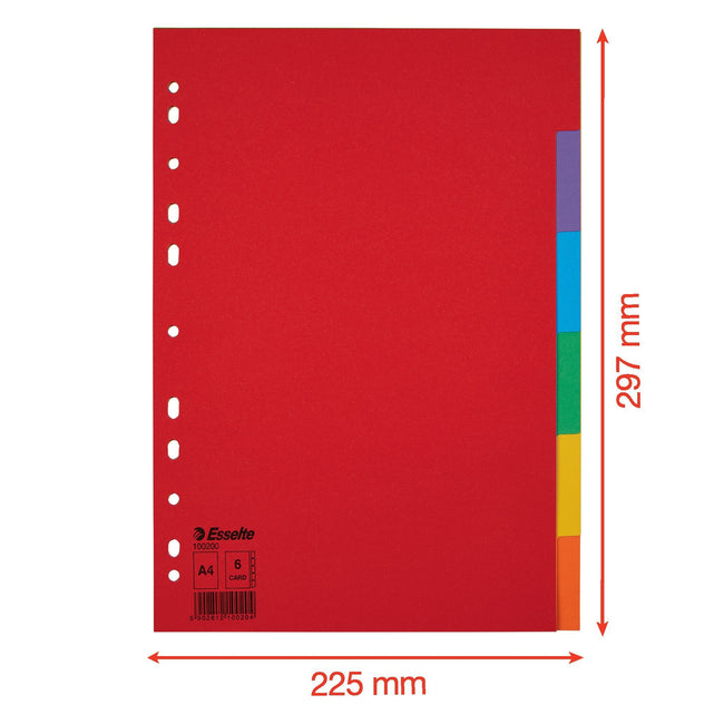 Esselte -  Tabbladen  economy a4 6dlg karton 11r ass | 20 stuks