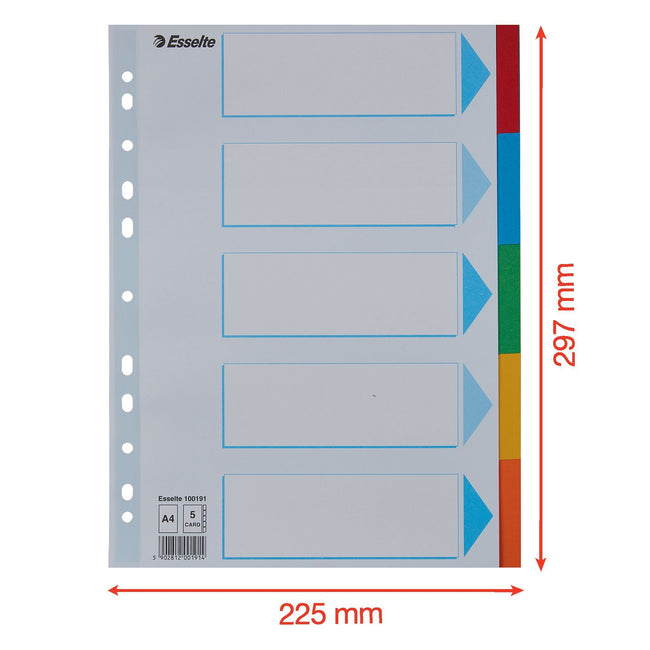 Esselte -  Tabbladen  stand a4 5dlg karton 11r ass | 20 stuks