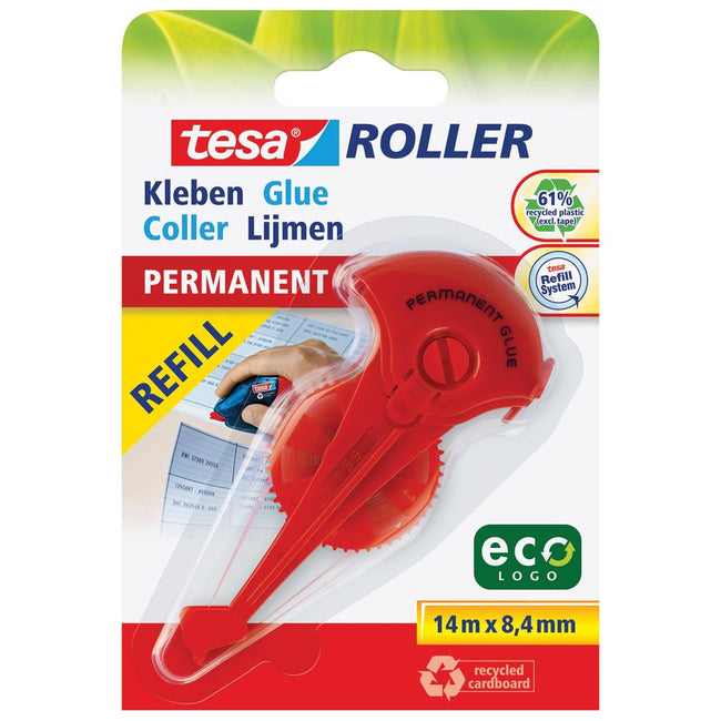 TESA - Rouleau Rouge à colle permanente permanent, FT 8,4 mm x 14 m, sur blister