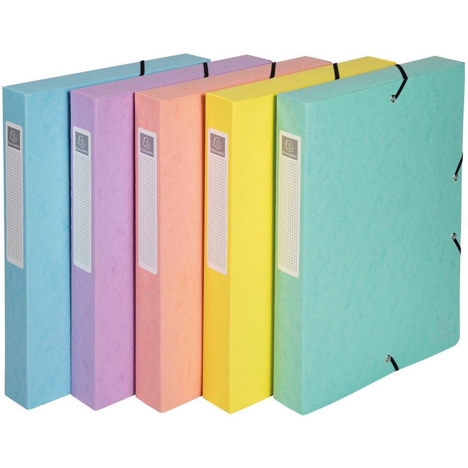 Exacompta -  Aquarel elastobox uit glanskarton, ft A4+, rug van 4 cm, met 3 kleppen, geassorteerde kleuren