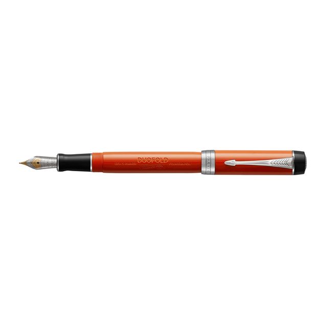 Parker - Stylo plume Duofold Classic Vintage grande laque rouge 18 carats CT moyen