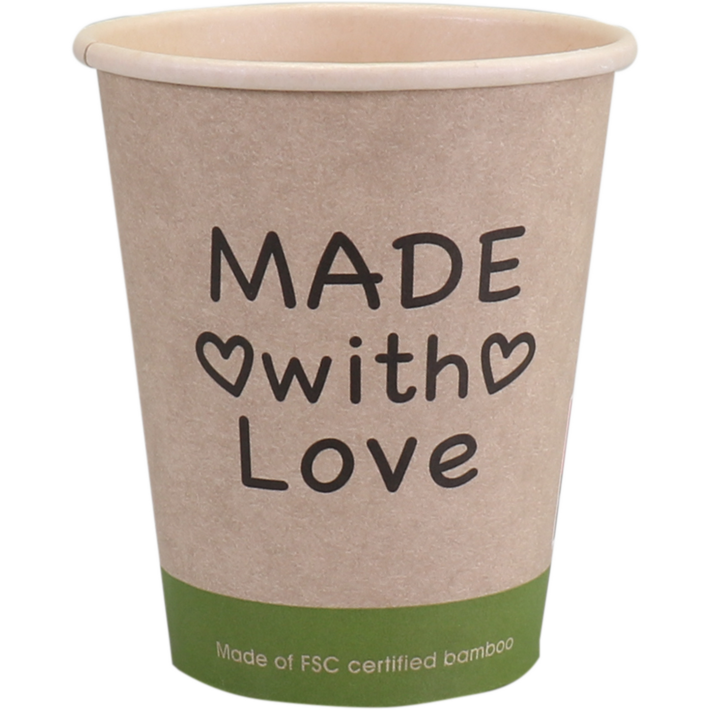 Klika -  Beker | Made with Love | Bamboepapier + PE | 250ml | 8oz | Ø80mm | 1000 stuks