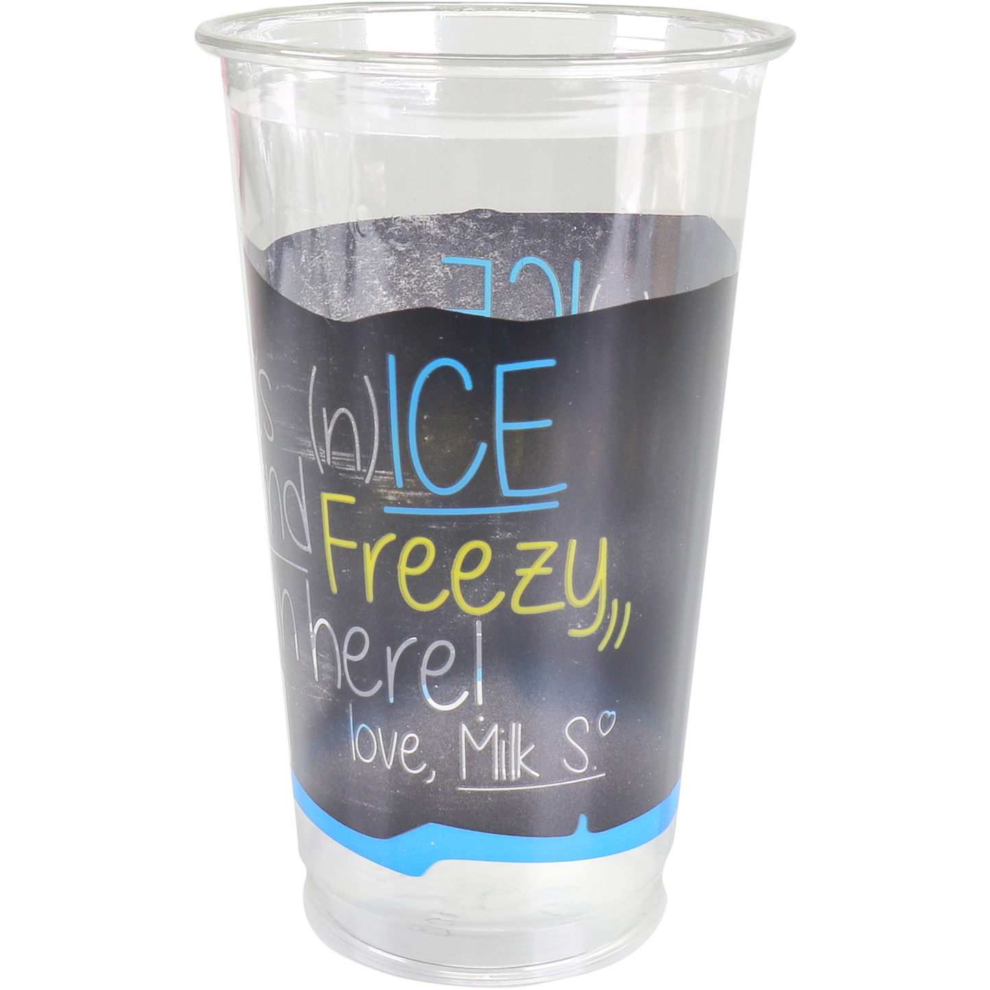 DEPA - | Cup milkshake | La glace est de la glace | Animal de compagnie recyclé | 500 ml | 22oz | Transparent / bleu Manche avec 50 pièces