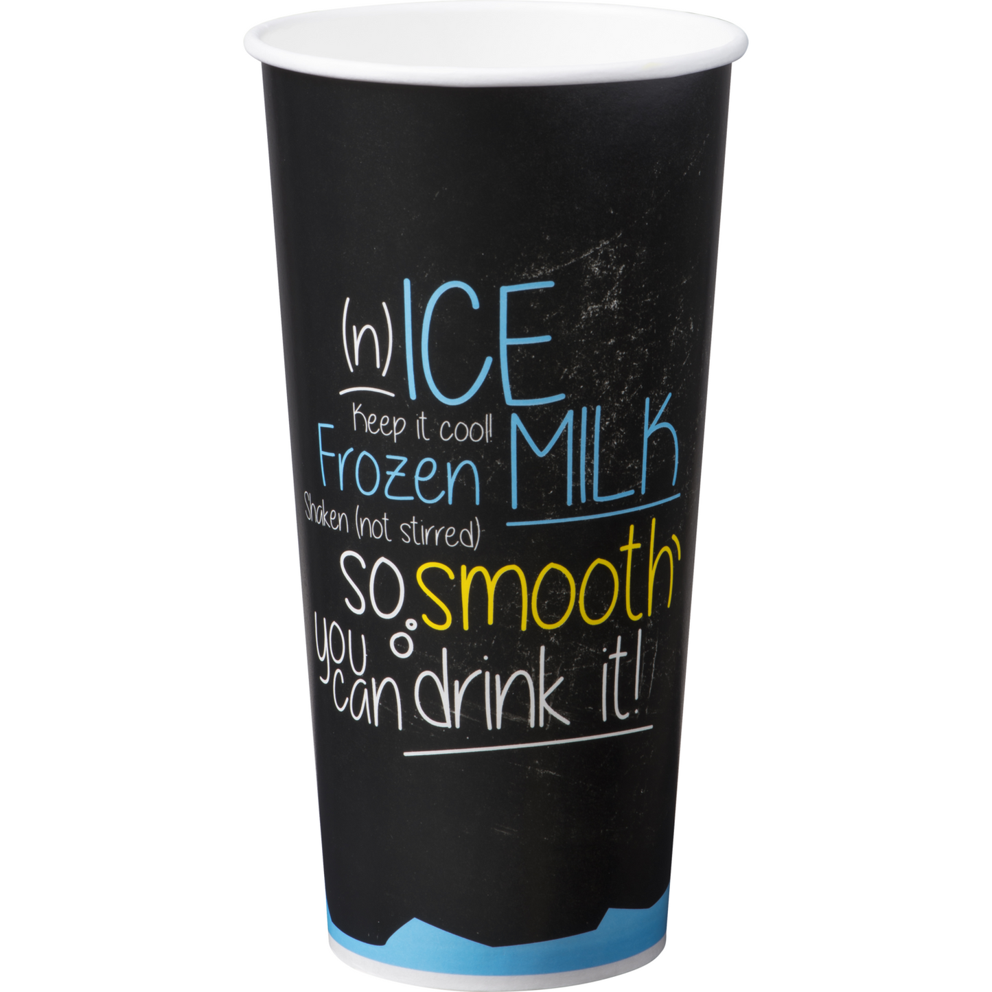 DEPA - | Cup milkshake | La glace est de la glace | Cardboard + PE | 500 ml | 22oz | 170 mm | noir / bleu Manche avec 50 pièces