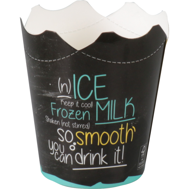 DEPA - | Tasse de crème glacée La glace est de la glace | Cardboard + PE | Edge droit | 250 ml | 10oz | noir / bleu clair 50 pièces