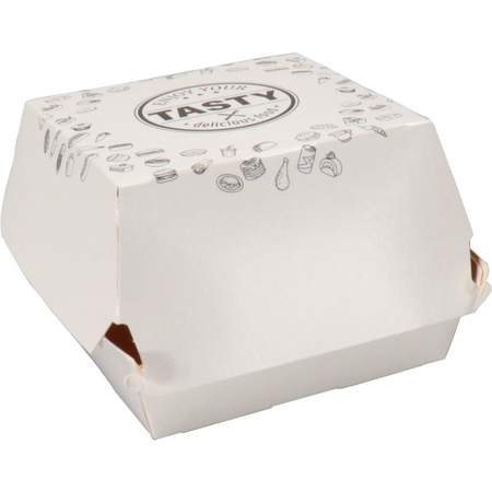 Klika -  Bak | Karton + kleicoating | TASTY | hamburgerbak | 90x90x70mm | wit | 300 stuks